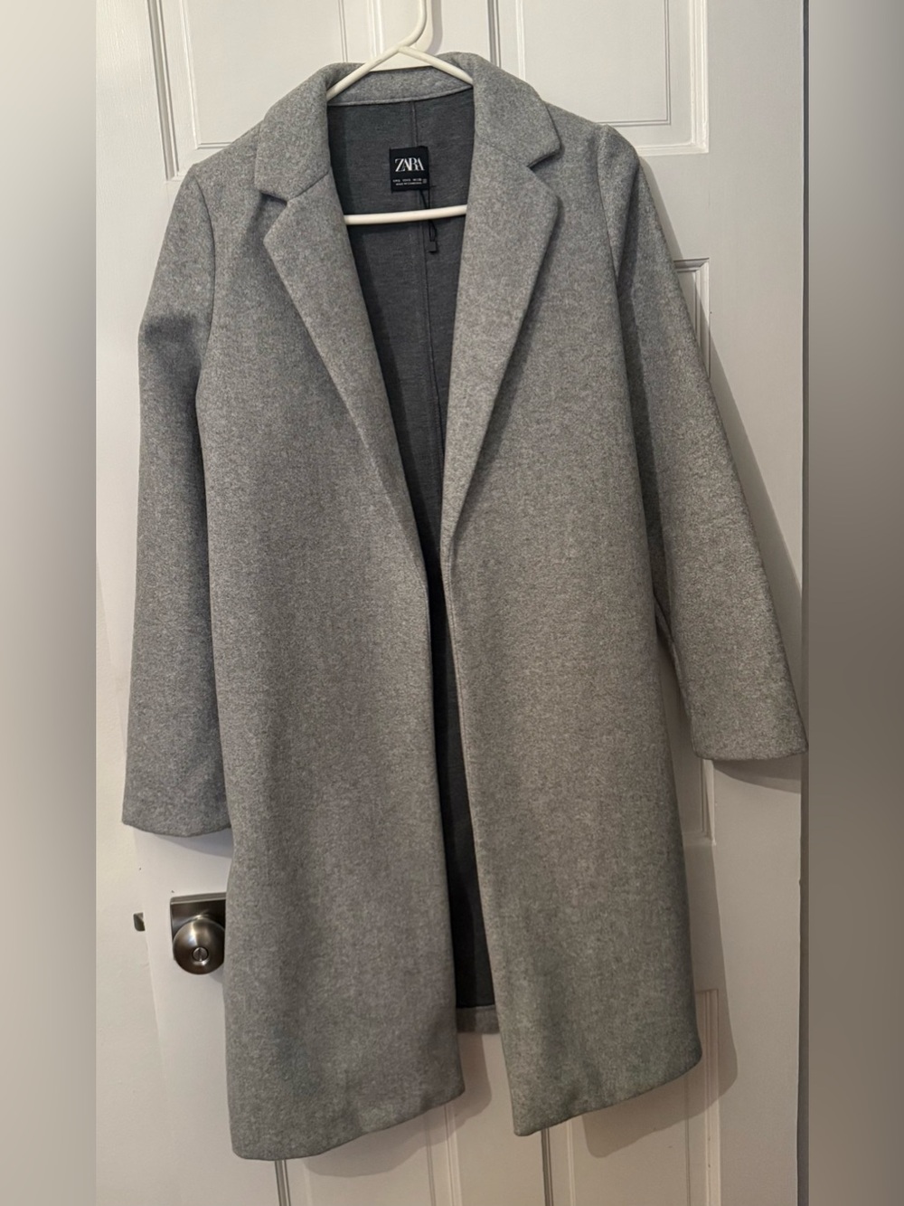 Zara Light Gray Open Lapel Car Coat